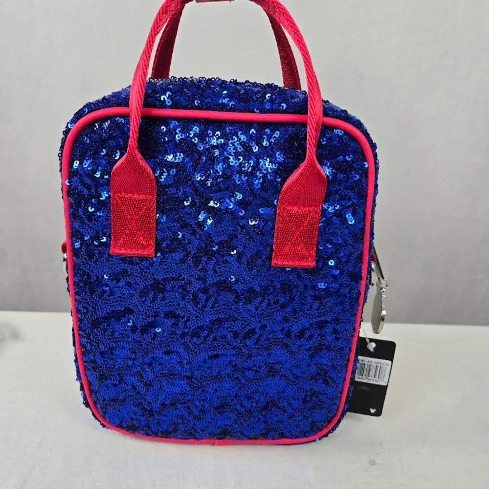 Disney Snow White Sequin Mini Backpack Bag‎ Blue Yellow Red Apple Charm NWT BD
